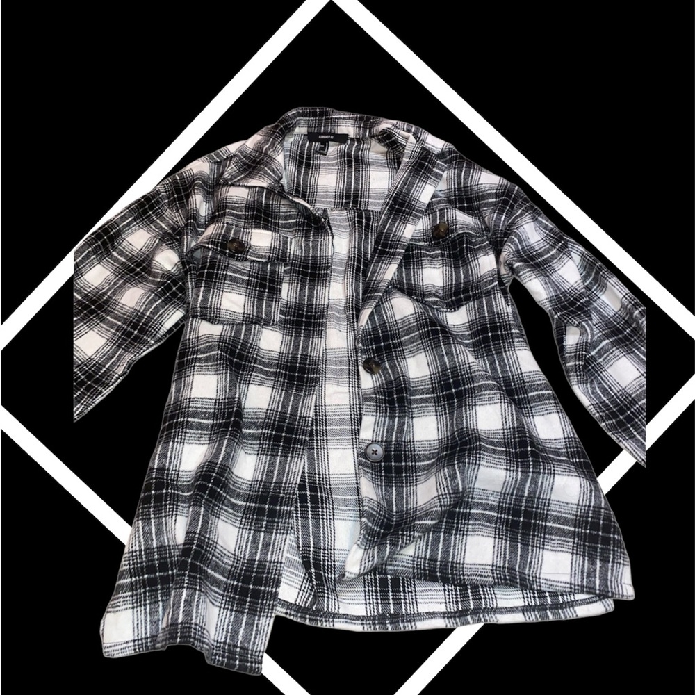 Unisex Forever 21 black & white wool coat.